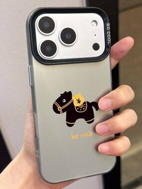 Matte Clear "Be Rich" Lucky Horse Phone Case